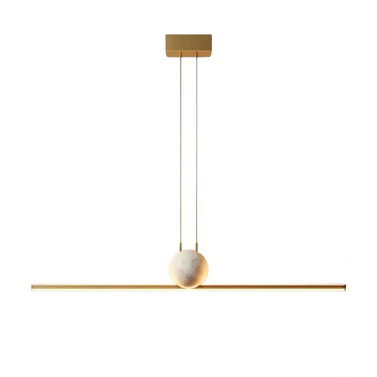 Modern Linear Pendant Light - Black/Gold Metal & Marble for Kitchen - Flindria