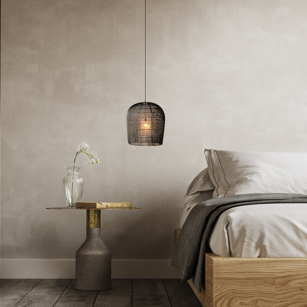 Farmhouse Hooded Pendant Light — Black/White Rattan for Bedroom/Dining Room - Flindria