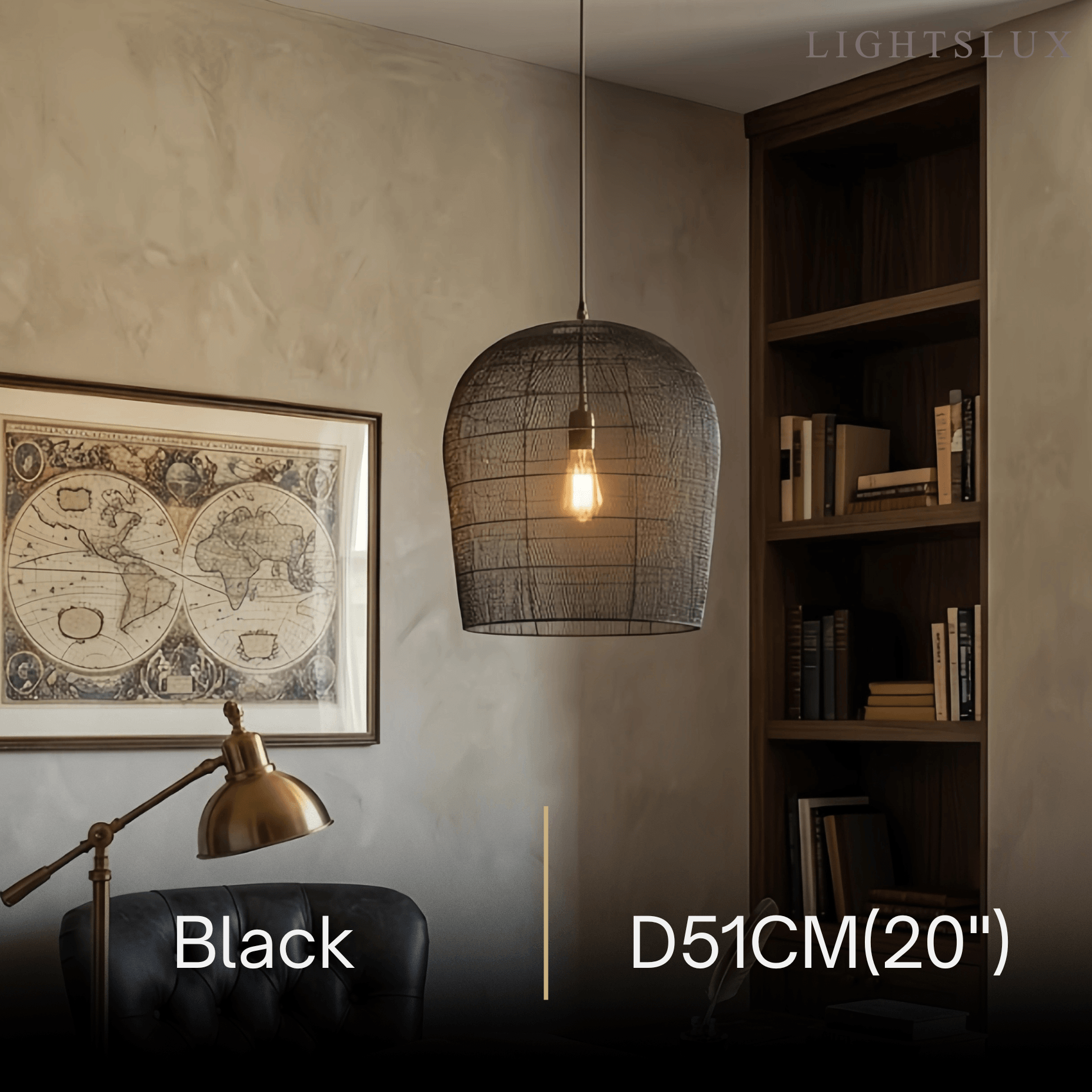 Farmhouse Hooded Pendant Light — Black/White Rattan for Bedroom/Dining Room - Flindria