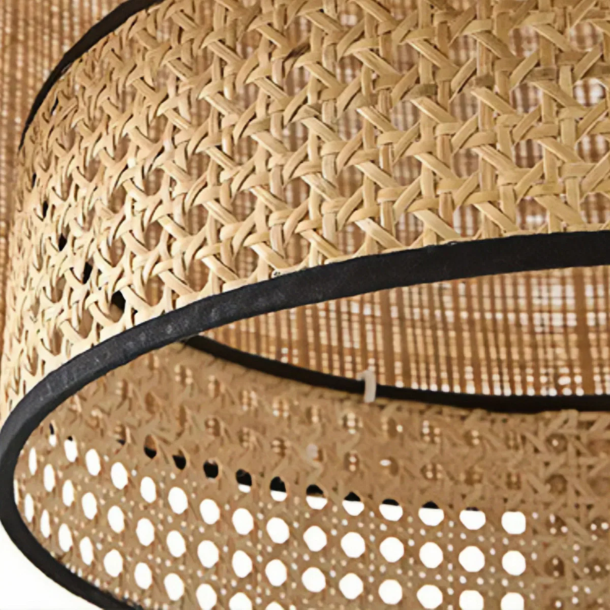 Farmhouse Pendant Light — Tri-Layer Rattan & Metal Cylinder for Dining Room - Flindria