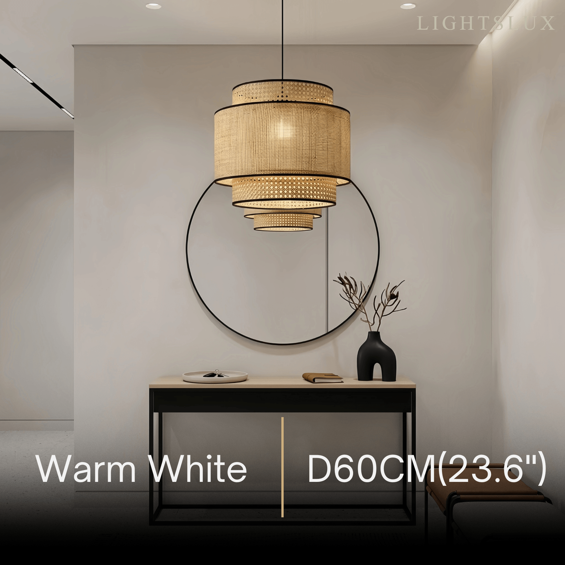 Farmhouse Pendant Light — Tri-Layer Rattan & Metal Cylinder for Dining Room - Flindria