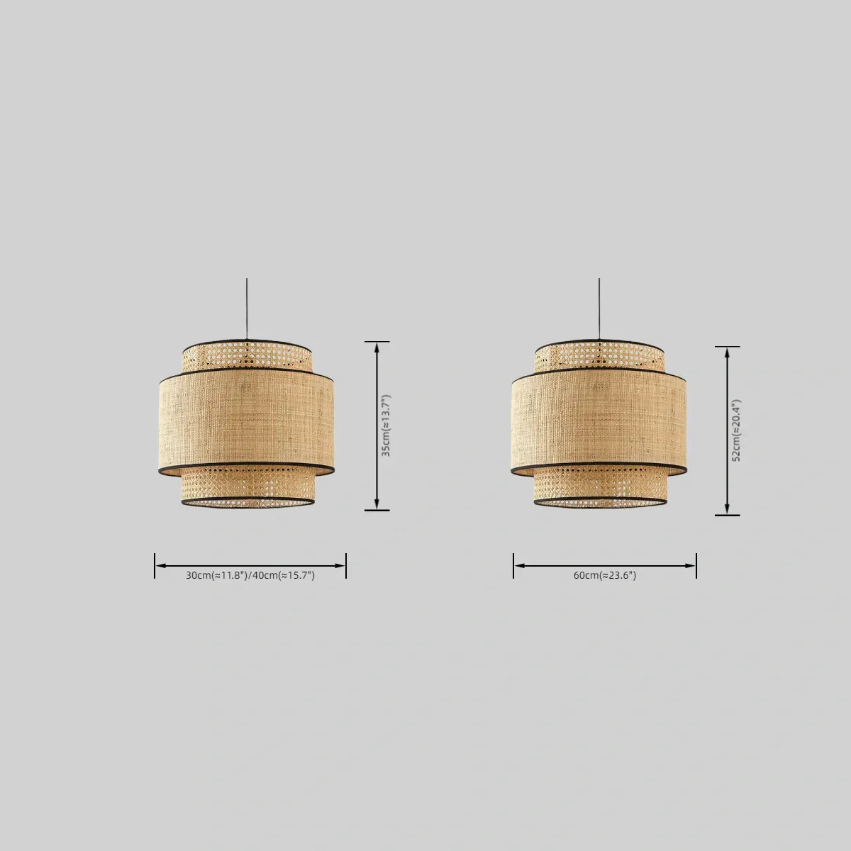 Farmhouse Pendant Light — Tri-Layer Rattan & Metal Cylinder for Dining Room - Flindria