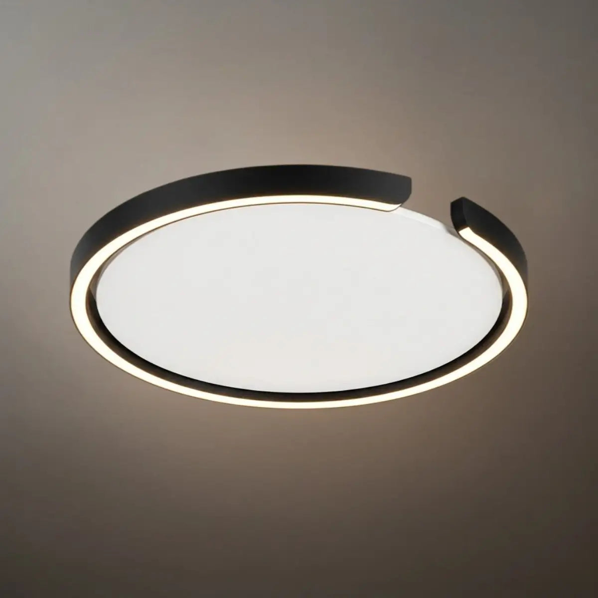 Modern Round LED Ceiling Light  Black/White Metal for Bedroom/Living Room - Flindria