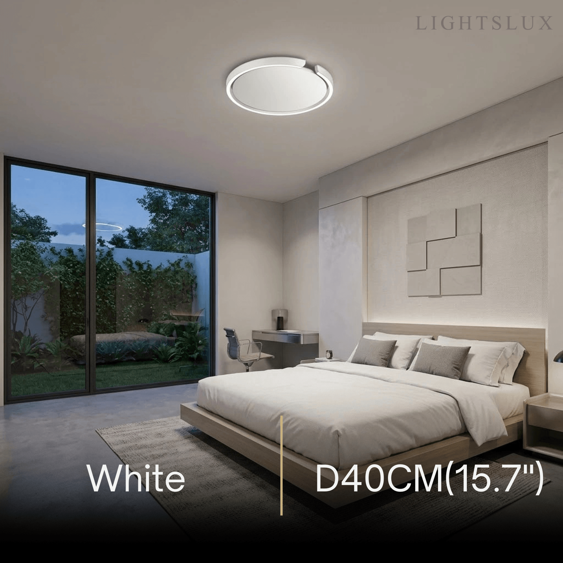 Modern Round LED Ceiling Light  Black/White Metal for Bedroom/Living Room - Flindria