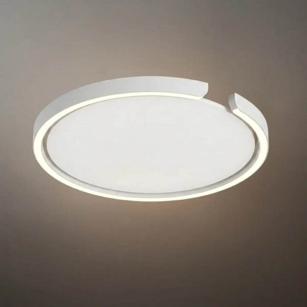 Modern Round LED Ceiling Light  Black/White Metal for Bedroom/Living Room - Flindria