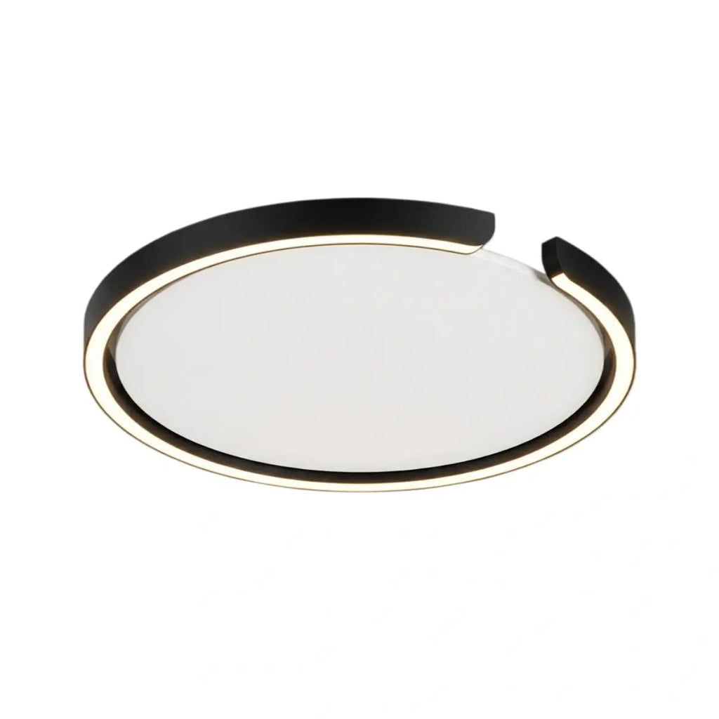 Modern Round LED Ceiling Light  Black/White Metal for Bedroom/Living Room - Flindria