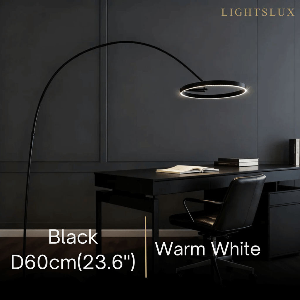Lampadaire Rond Moderne – Design Minimaliste en Métal Noir pour Salon - Flindria