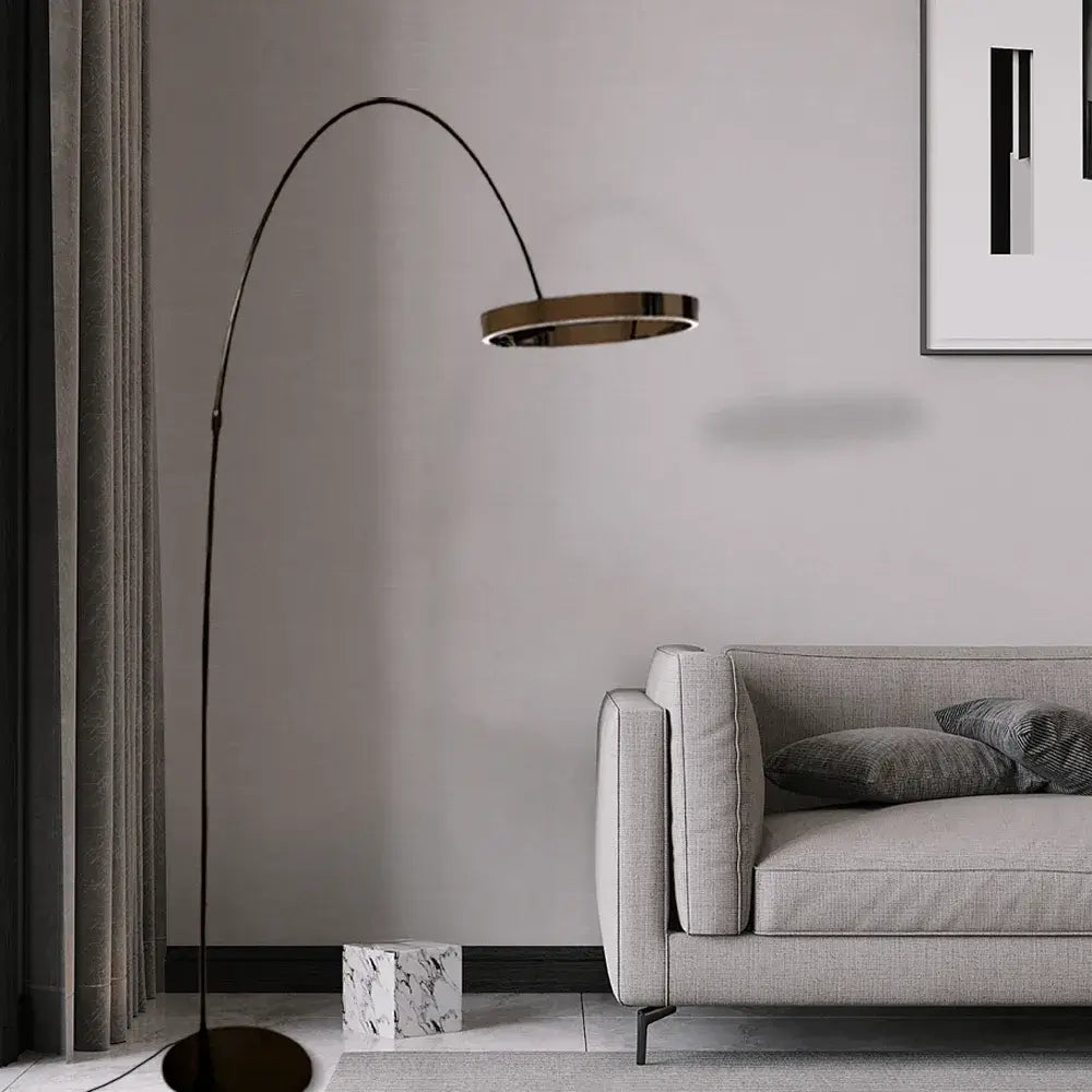 Lampadaire Rond Moderne – Design Minimaliste en Métal Noir pour Salon - Flindria