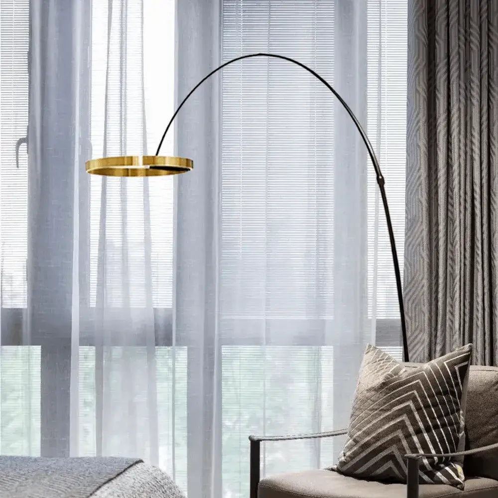 Lampadaire Rond Moderne – Design Minimaliste en Métal Noir pour Salon - Flindria