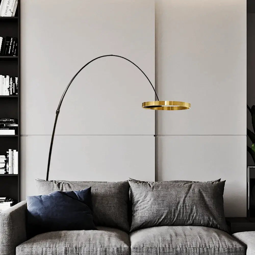 Lampadaire Rond Moderne – Design Minimaliste en Métal Noir pour Salon - Flindria
