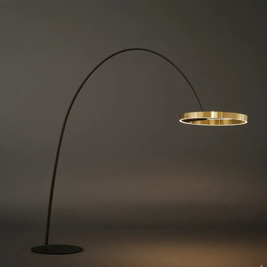Lampadaire Rond Moderne – Design Minimaliste en Métal Noir pour Salon - Flindria