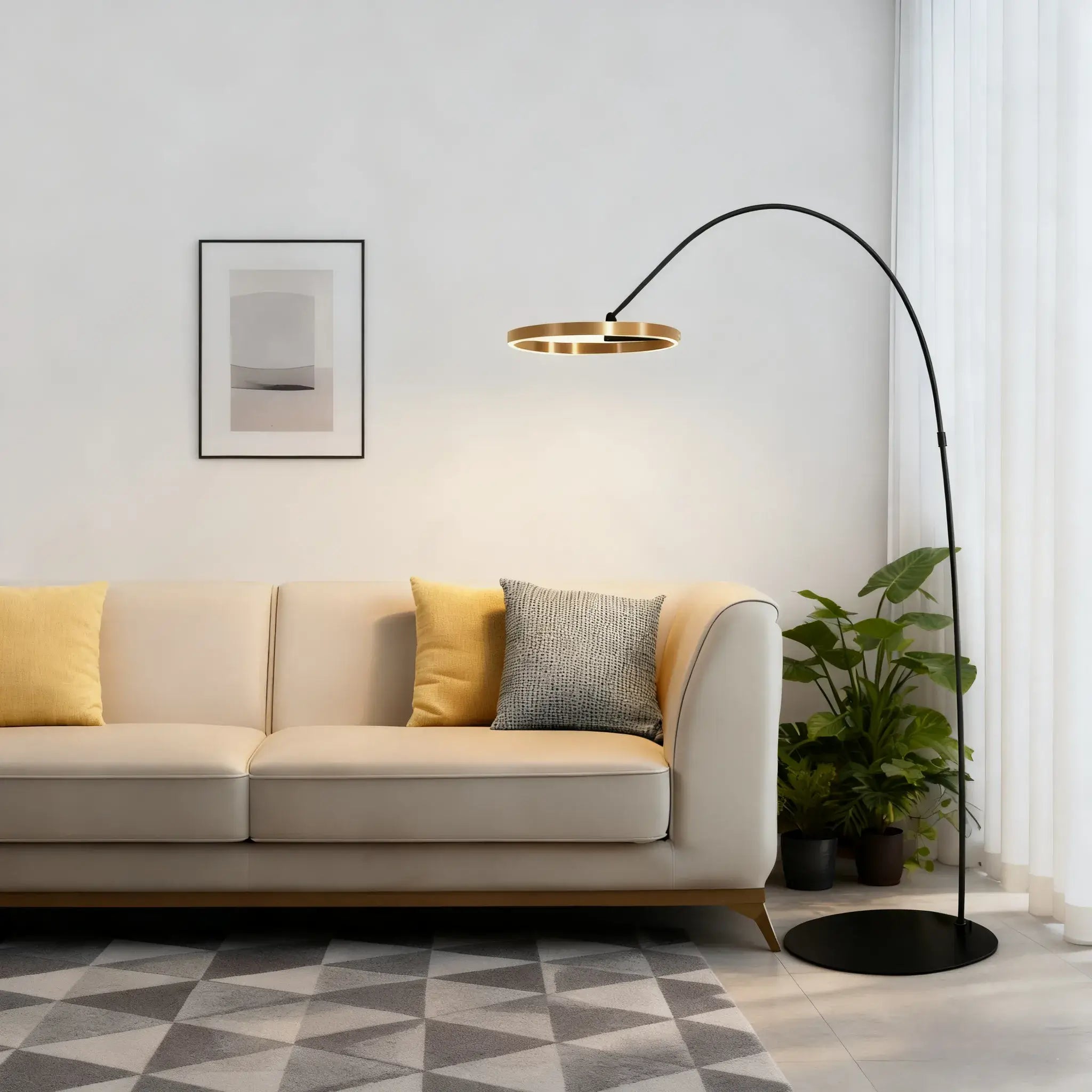 Lampadaire Rond Moderne – Design Minimaliste en Métal Noir pour Salon - Flindria