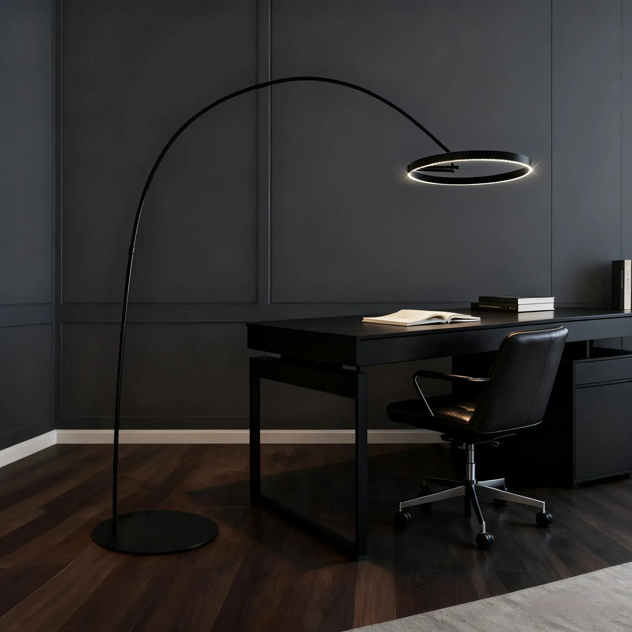 Lampadaire Rond Moderne – Design Minimaliste en Métal Noir pour Salon - Flindria