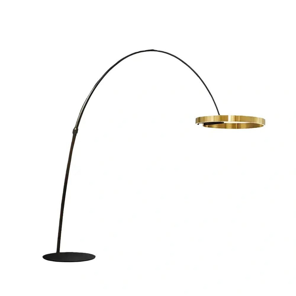 Moderne rund gulvlampe – minimalistisk svart metall for stue - Flindria