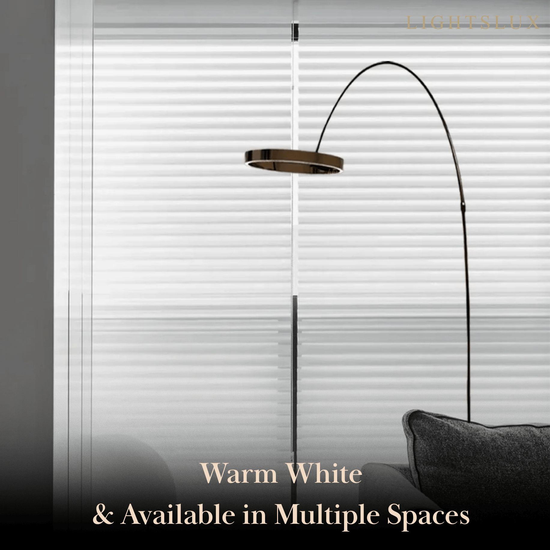 Moderne rund gulvlampe – minimalistisk svart metall for stue - Flindria