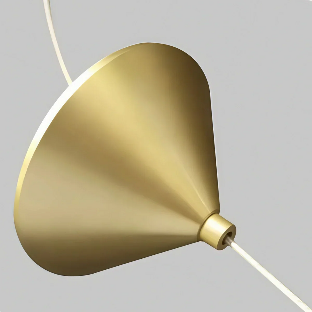 Minimalist Pendant Lamp -- Iron & Marble with Adjustable Height in Black/Gold for Living Room Bedroom - Flindria