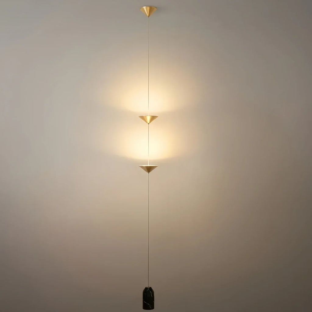 Minimalist Pendant Lamp -- Iron & Marble with Adjustable Height in Black/Gold for Living Room Bedroom - Flindria
