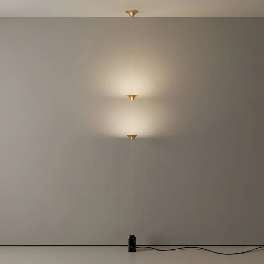 Minimalist Pendant Lamp -- Iron & Marble with Adjustable Height in Black/Gold for Living Room Bedroom - Flindria