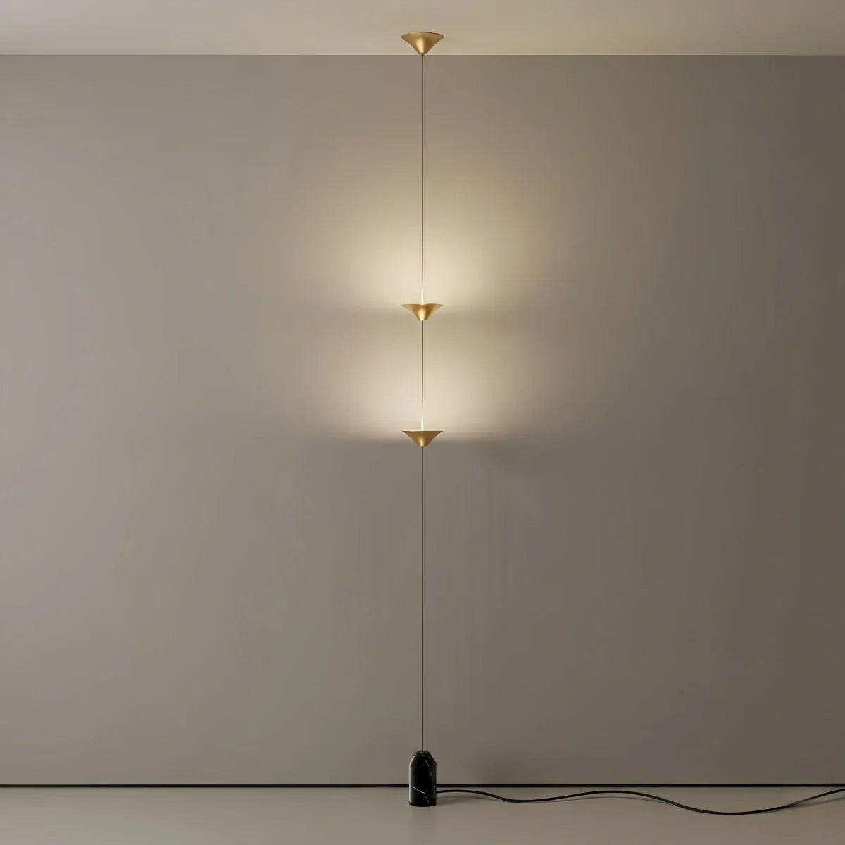 Minimalist Pendant Lamp -- Iron & Marble with Adjustable Height in Black/Gold for Living Room Bedroom - Flindria