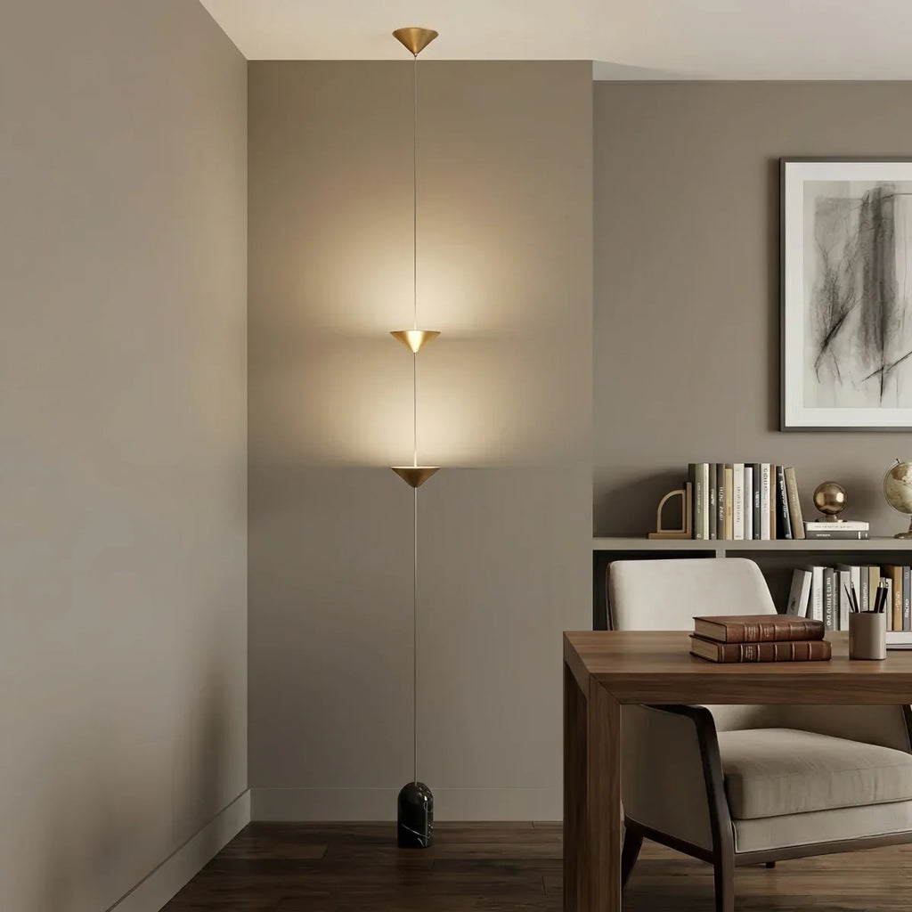 Minimalist Pendant Lamp -- Iron & Marble with Adjustable Height in Black/Gold for Living Room Bedroom - Flindria