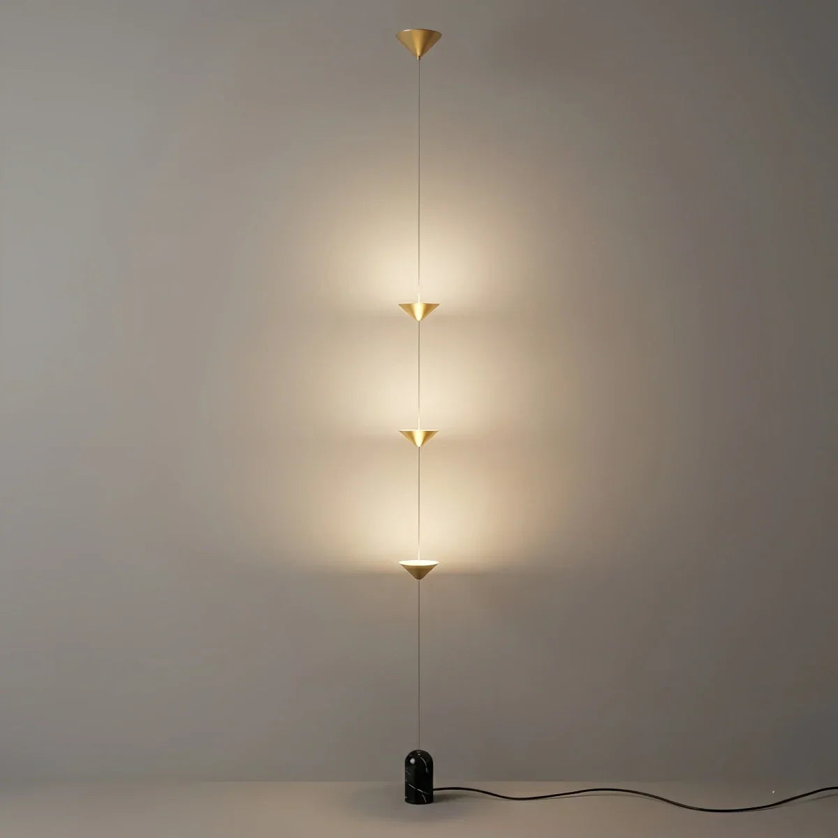 Minimalist Pendant Lamp -- Iron & Marble with Adjustable Height in Black/Gold for Living Room Bedroom - Flindria