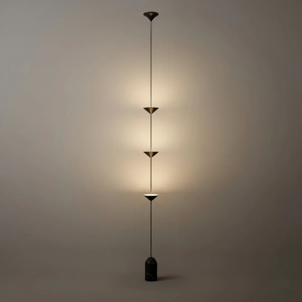 Minimalist Pendant Lamp -- Iron & Marble with Adjustable Height in Black/Gold for Living Room Bedroom - Flindria