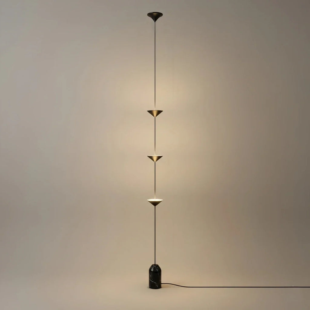Minimalist Pendant Lamp -- Iron & Marble with Adjustable Height in Black/Gold for Living Room Bedroom - Flindria