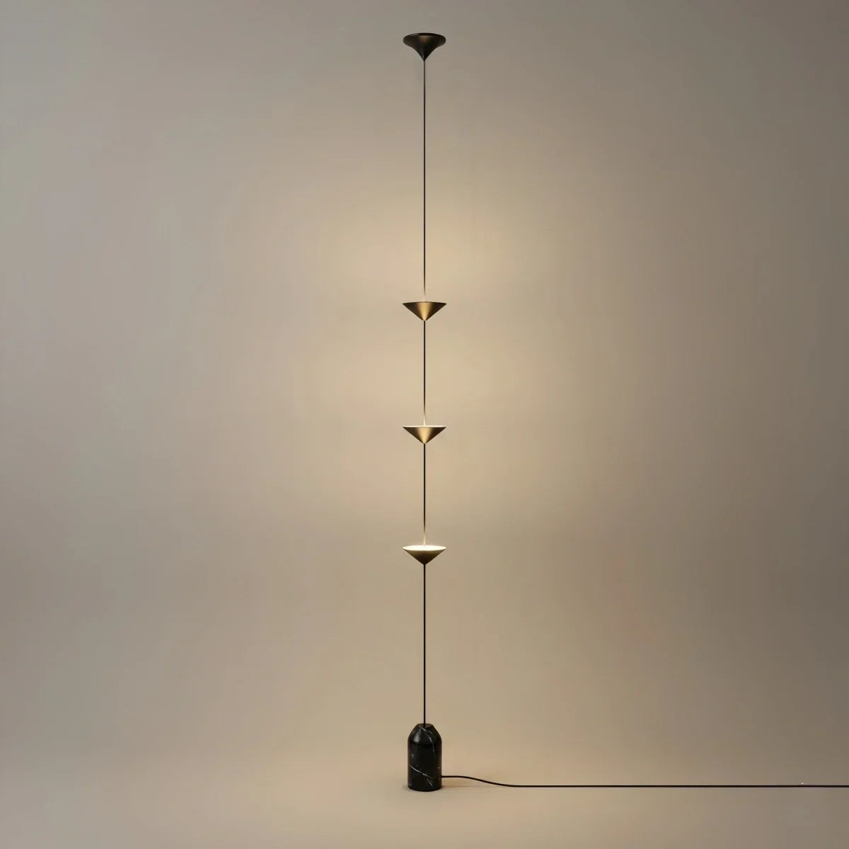 Minimalist Pendant Lamp -- Iron & Marble with Adjustable Height in Black/Gold for Living Room Bedroom - Flindria