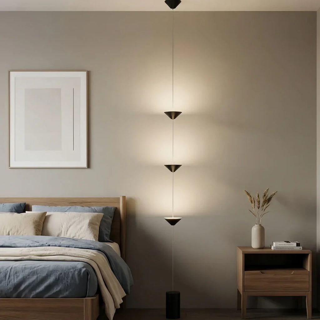 Minimalist Pendant Lamp -- Iron & Marble with Adjustable Height in Black/Gold for Living Room Bedroom - Flindria
