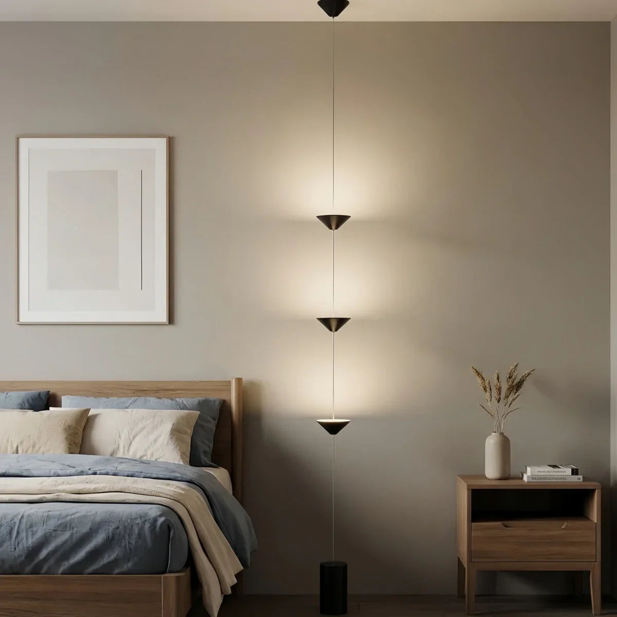 Minimalist Pendant Lamp -- Iron & Marble with Adjustable Height in Black/Gold for Living Room Bedroom - Flindria
