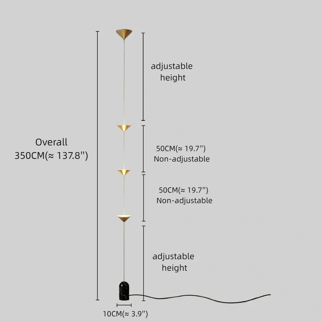 Minimalist Pendant Lamp -- Iron & Marble with Adjustable Height in Black/Gold for Living Room Bedroom - Flindria