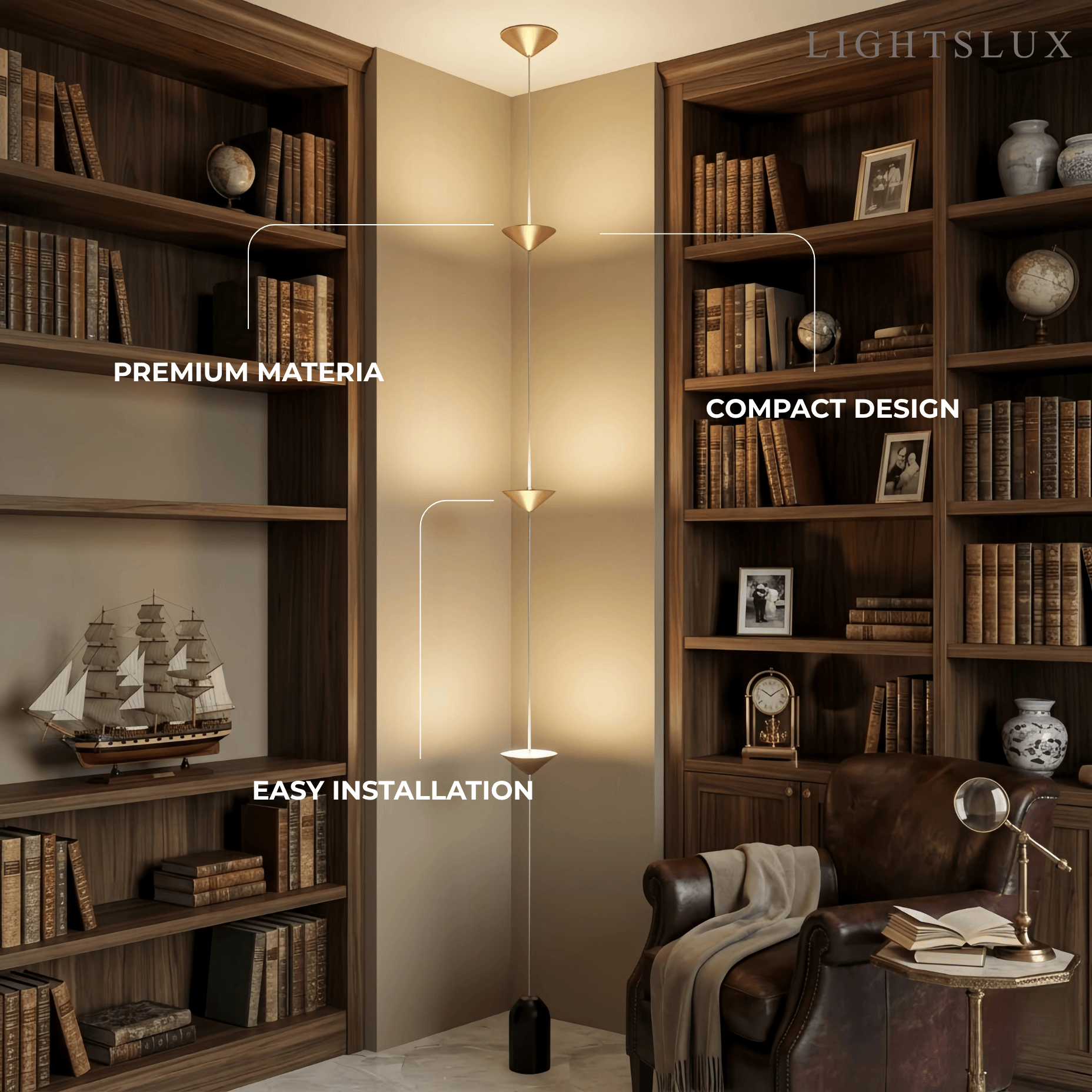 Minimalist Pendant Lamp -- Iron & Marble with Adjustable Height in Black/Gold for Living Room Bedroom - Flindria