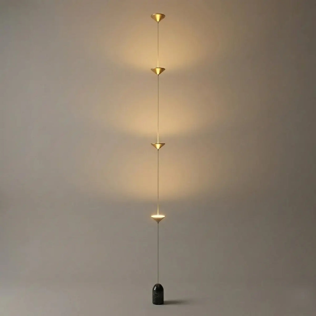 Minimalist Pendant Lamp -- Iron & Marble with Adjustable Height in Black/Gold for Living Room Bedroom - Flindria