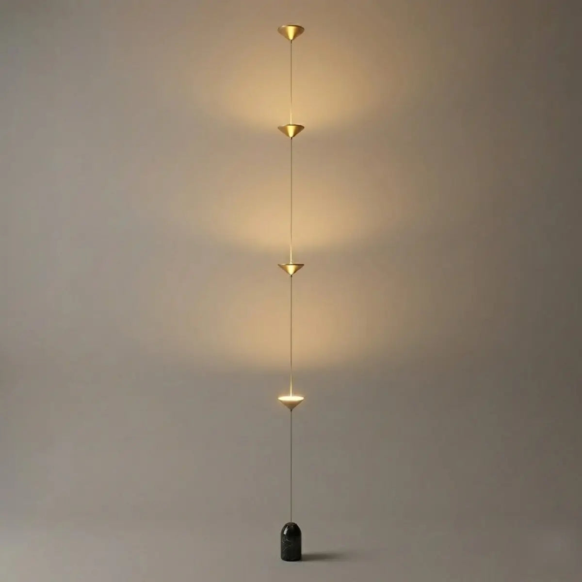 Minimalist Pendant Lamp -- Iron & Marble with Adjustable Height in Black/Gold for Living Room Bedroom - Flindria