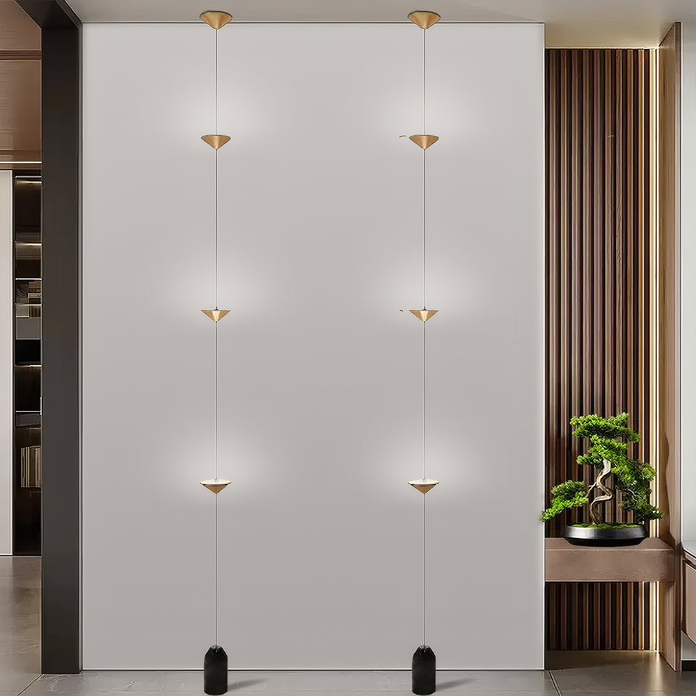 Minimalist Pendant Lamp -- Iron & Marble with Adjustable Height in Black/Gold for Living Room Bedroom - Flindria