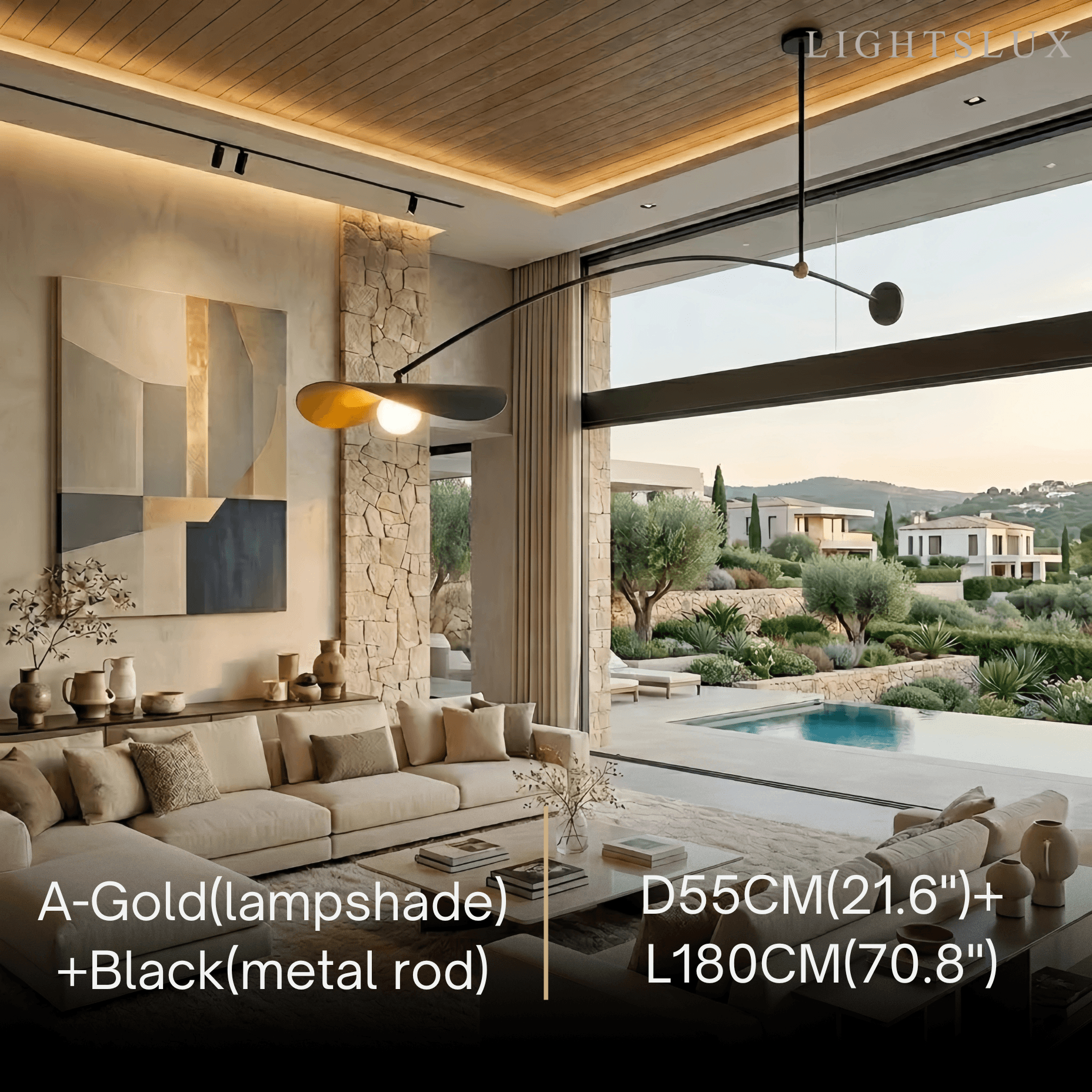 Modern Pendant Light - Black/White/Gold Metal for Living Room - Flindria