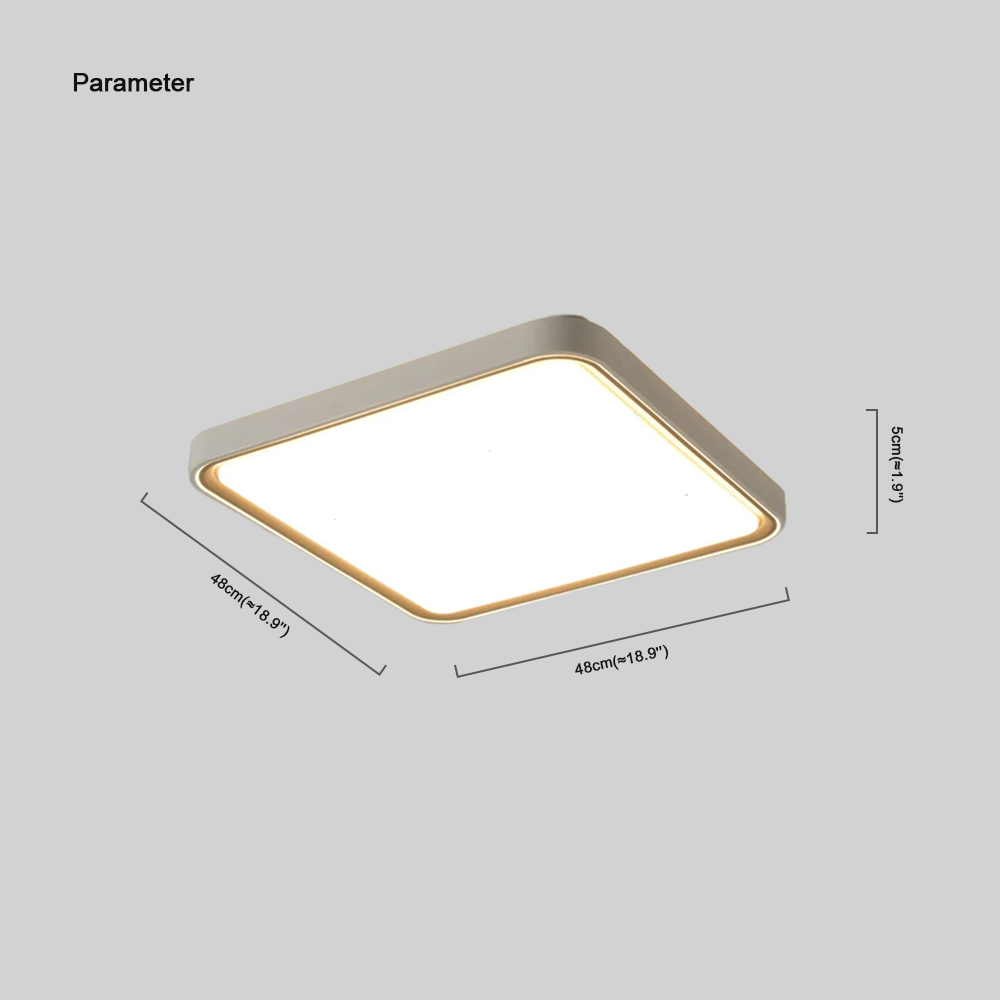 Modern Gray Ceiling Light – Metal Frame Square/Round for Bedroom - Flindria