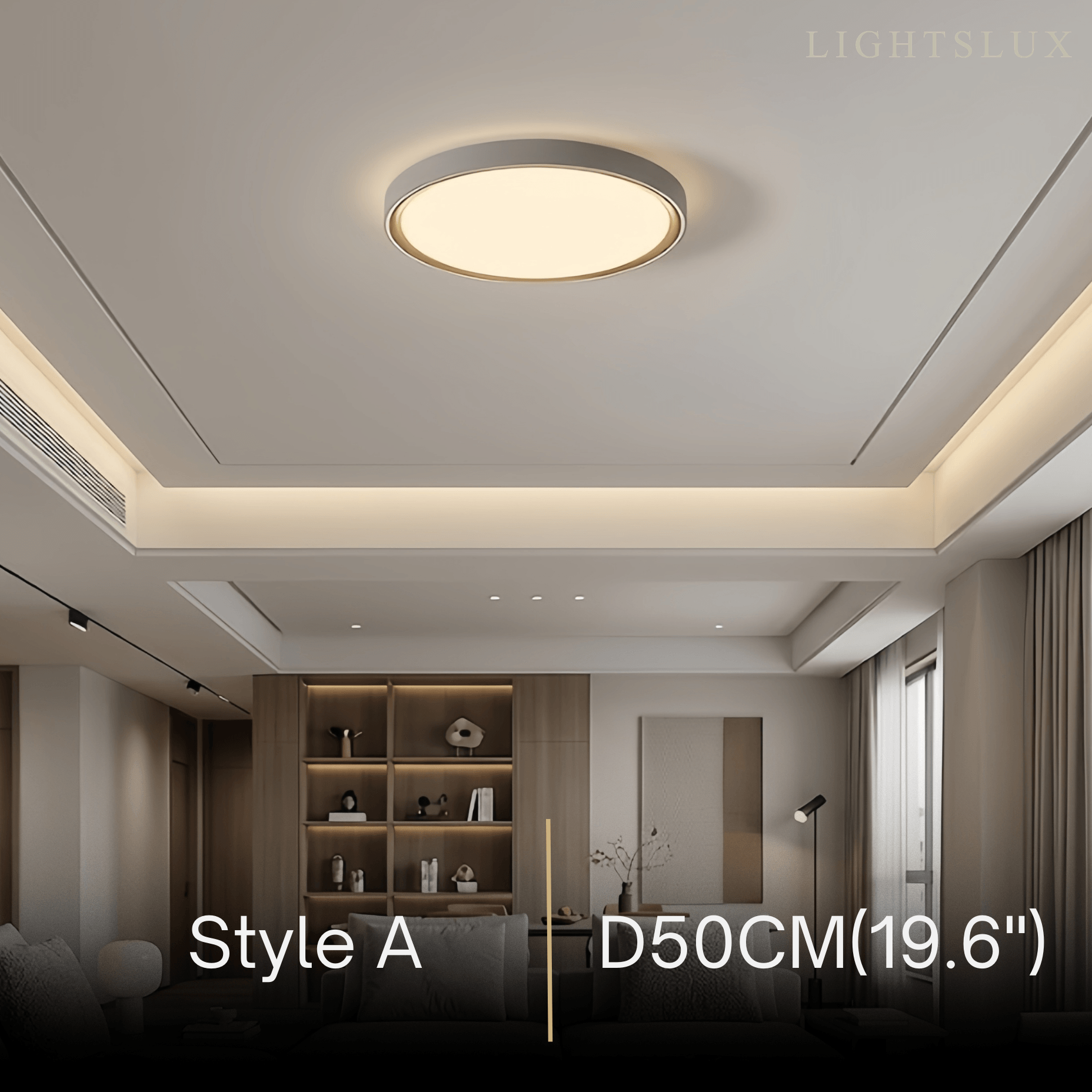 Modern Gray Ceiling Light – Metal Frame Square/Round for Bedroom - Flindria