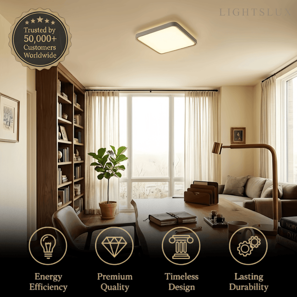 Modern Gray Ceiling Light – Metal Frame Square/Round for Bedroom - Flindria