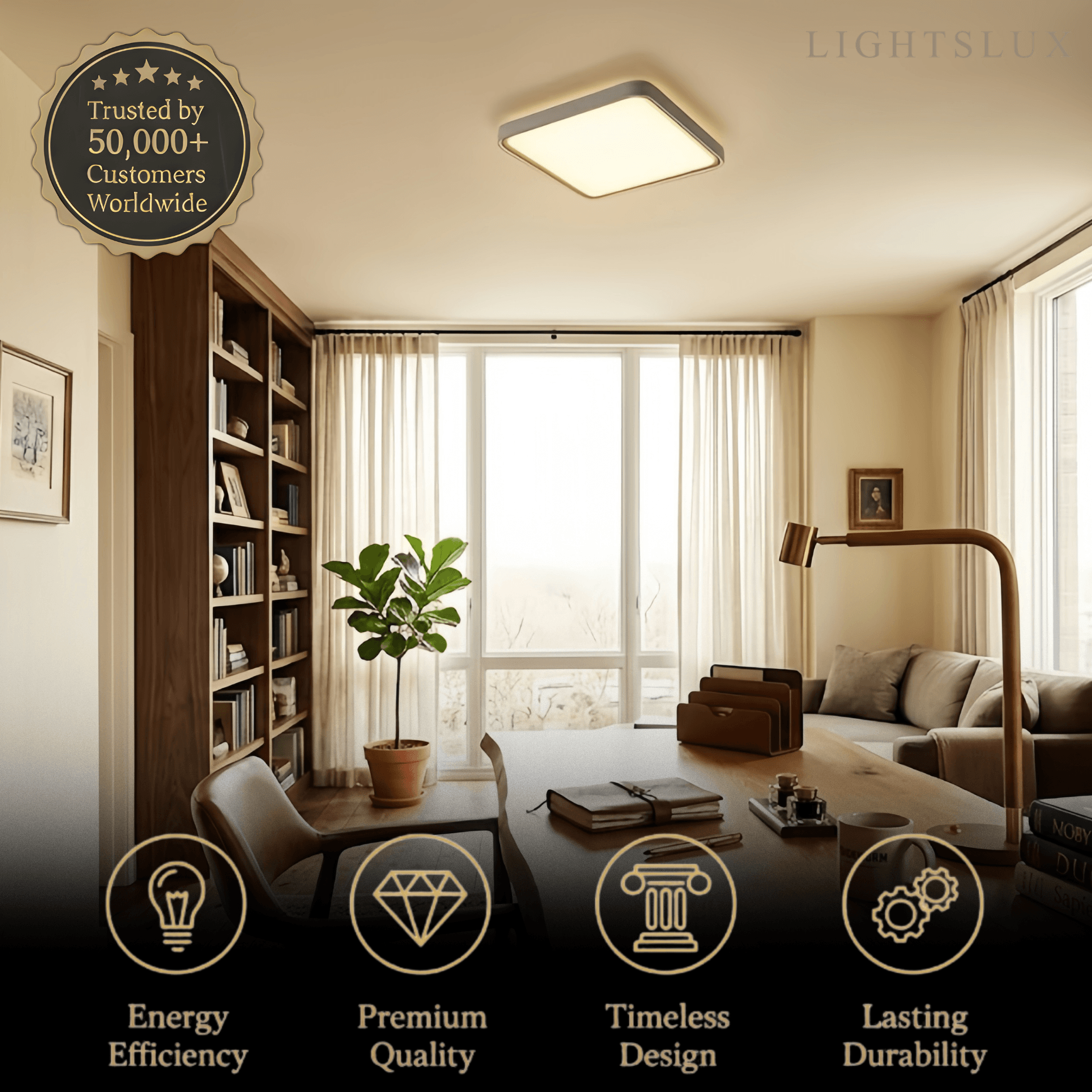 Modern Gray Ceiling Light – Metal Frame Square/Round for Bedroom - Flindria