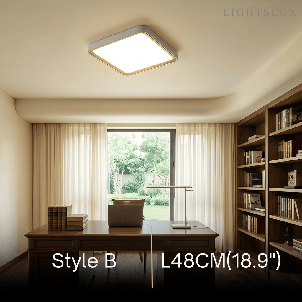Modern Gray Ceiling Light – Metal Frame Square/Round for Bedroom - Flindria