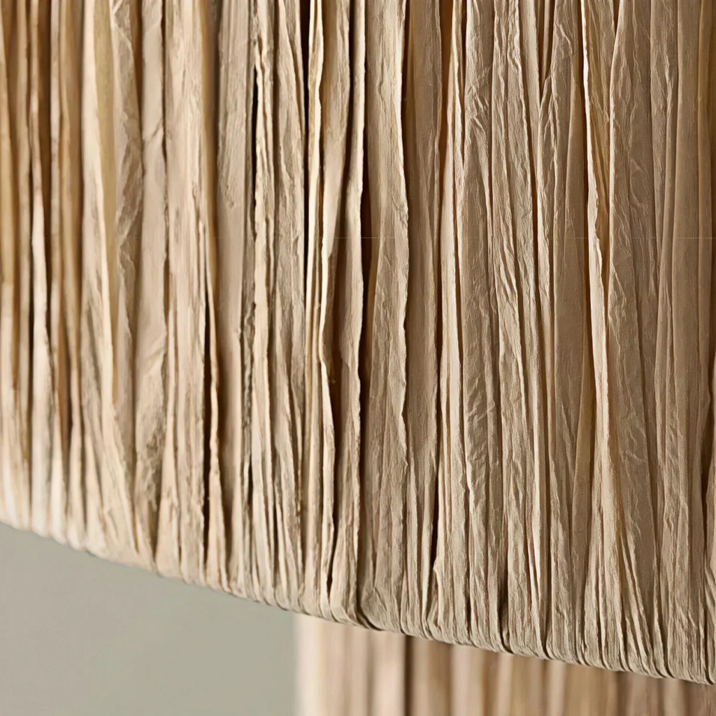 Rustic Pendant Light & Ceiling Light- Metal & Paper Streamer Shade for Dining Room - Flindria