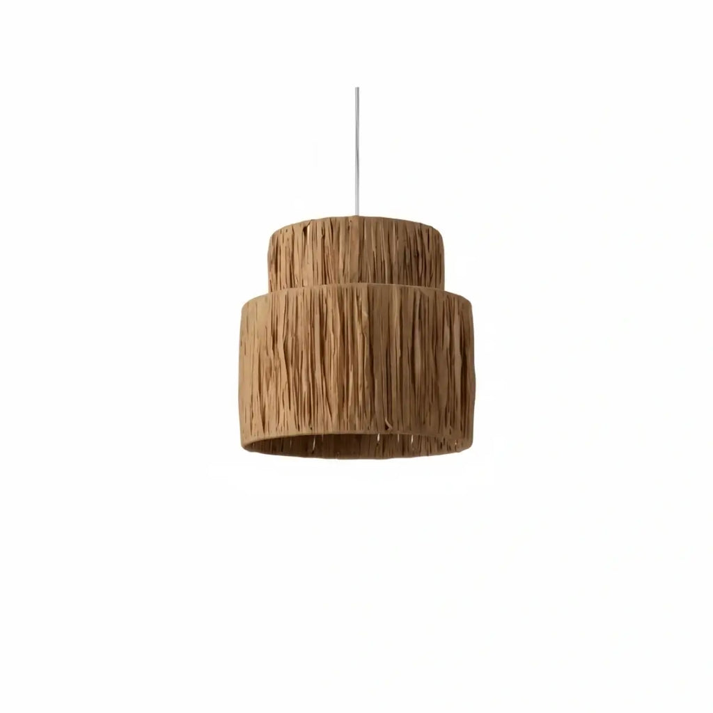 Rustic Pendant Light & Ceiling Light- Metal & Paper Streamer Shade for Dining Room - Flindria