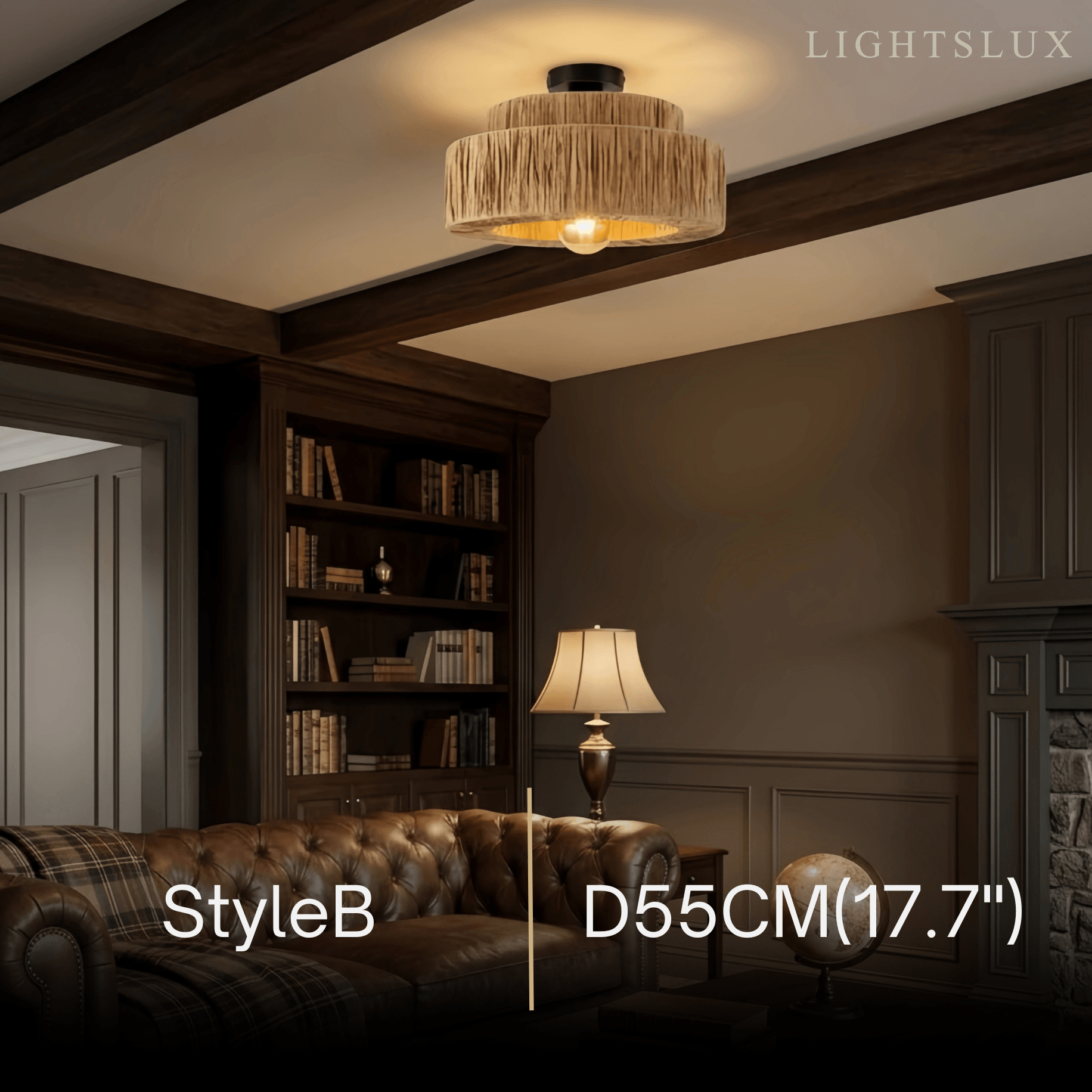 Rustic Pendant Light & Ceiling Light- Metal & Paper Streamer Shade for Dining Room - Flindria