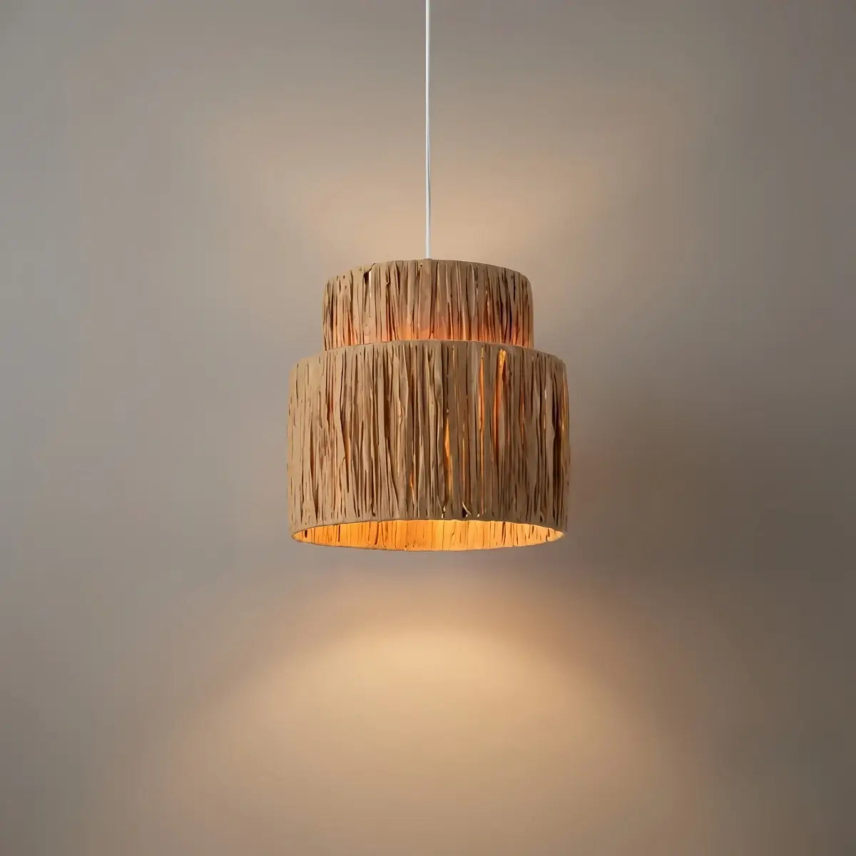 Rustic Pendant Light & Ceiling Light- Metal & Paper Streamer Shade for Dining Room - Flindria