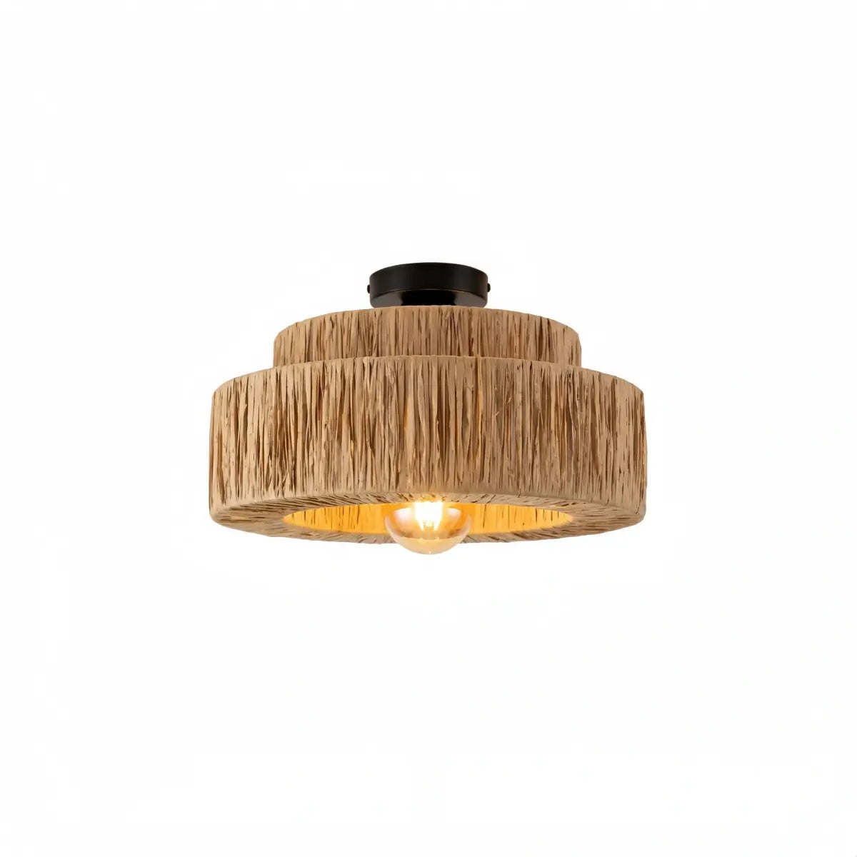 Rustic Pendant Light & Ceiling Light- Metal & Paper Streamer Shade for Dining Room - Flindria