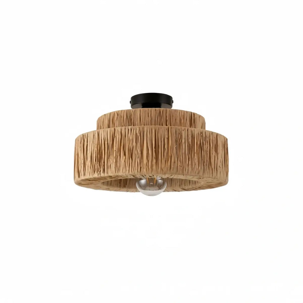 Rustic Pendant Light & Ceiling Light- Metal & Paper Streamer Shade for Dining Room - Flindria