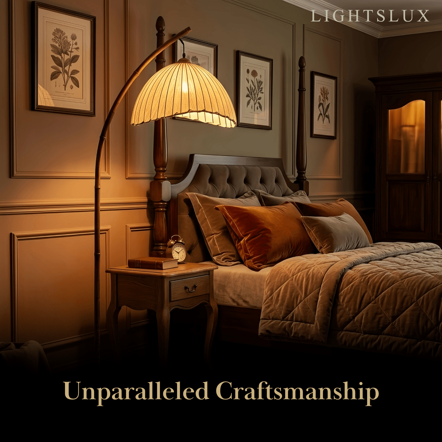Naturlig beige gulvlampe - metallramme med stoffskjerm - Flindria