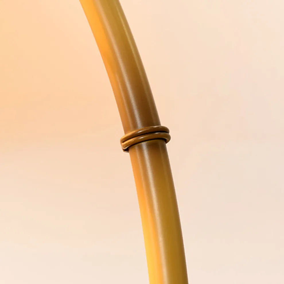 Přírodní béžová stojací lampa - kovový rám s látkovým stínidlem ve tvaru mísy - Flindria
