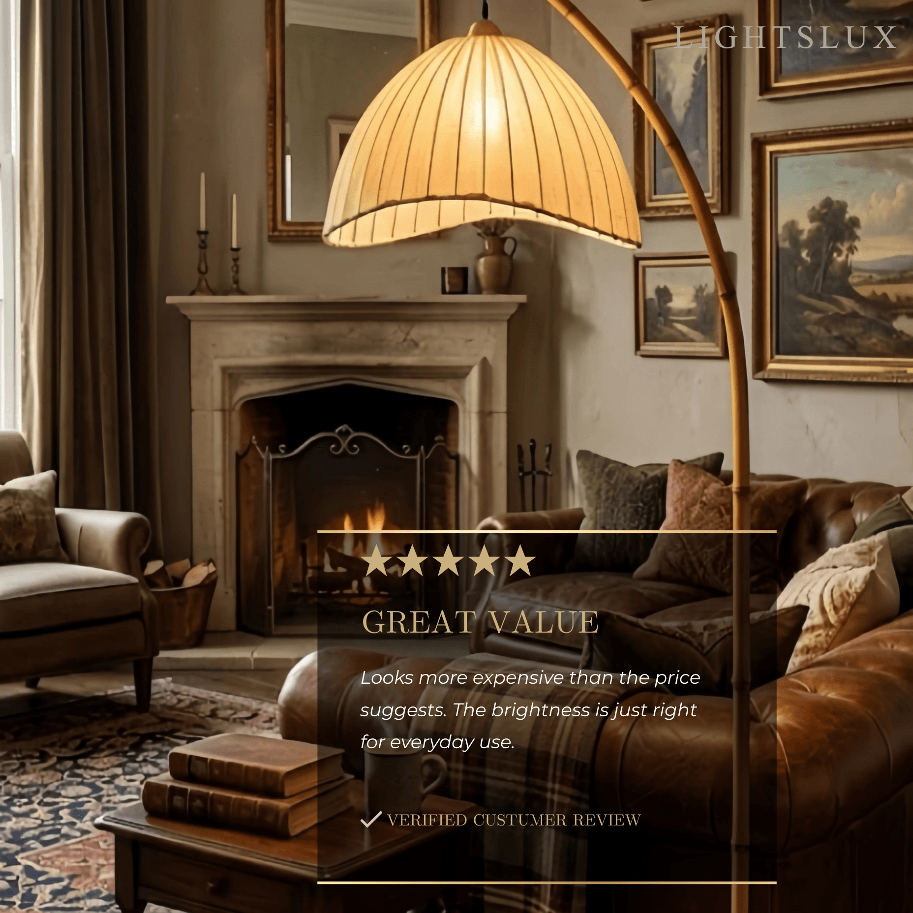 Naturlig beige gulvlampe - metallramme med stoffskjerm - Flindria